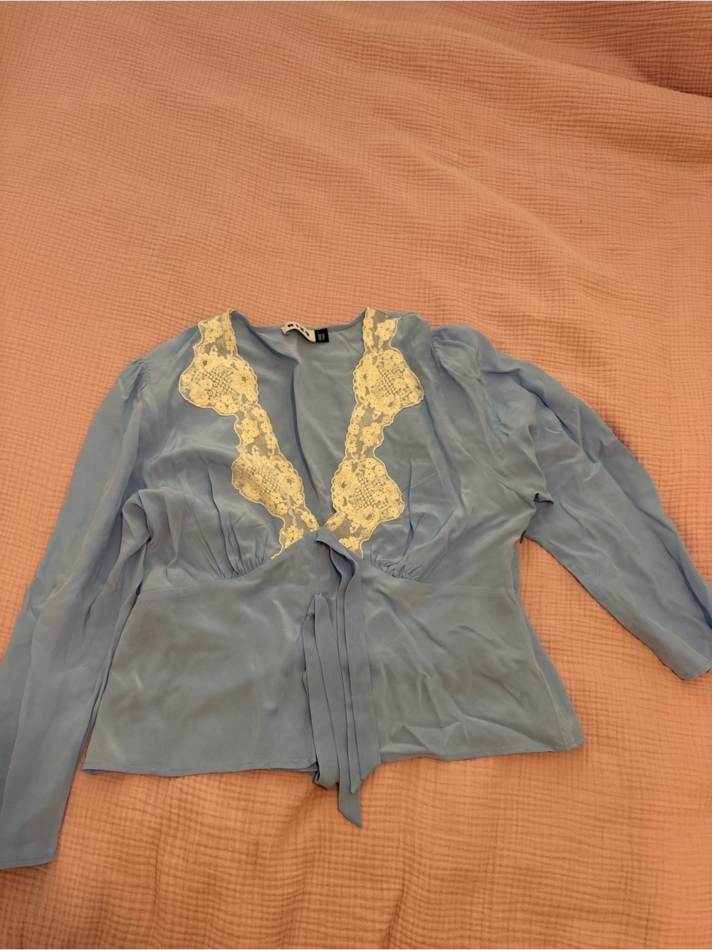 Rixo - Women’s Light Blue Lace-Trim Top: Size L